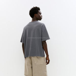 100% coton luxe uni coton doux pour hommes haute qualité poids lourd 400gsm goutte épaule T-Shirts personnalisé surdimensionné t-shirt - Product Image 6