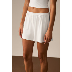 ETHIQUET FEDES Short pour femme en tissu viscose doux et extensible, taille élastiquée, détail bouton décoratif - Product Image 2