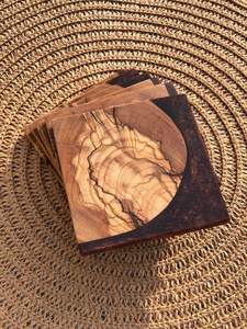 ชุดที่รองแก้วไม้และเรซินอีพ็อกซี่ GARDEN-THEMED ขอบถาดรองแก้วแบบมีสไตล์ราคาดีสำหรับงานฝีมือจากช่างฝีมือ - Product Image 5