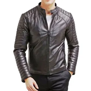 Mais recente Design Inverno Moda Desgaste Completa Manga Jaqueta De Couro Moto/Melhor Venda Slim Fit Motocicleta Homens De Couro Jaqueta