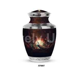 Beautiful Peacock Large Aluminium Cremation Adult Urn for Human Ashes Decorative Full Size Funeral Urn With Free <b>Velvet</b> <b>Bag</b> - Product Image 2