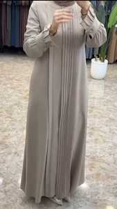 Elegante modesto bordado a mano de las mujeres parada Abayas Formal tradicional Dubai vestidos de tela transpirable - Product Image 4