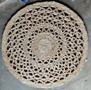 Nueva colección de alfombras trenzadas de fibra de yute natural 100% hechas a mano, alfombrillas y alfombras coloridas, juegos de alfombras y alfombras al por mayor - Product Image 3