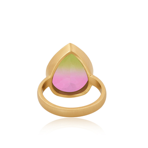 Bio Sandía Doublet Cuarzo Anillo Fabricante 22K Chapado en oro Señoras Moda Latón Anillo Joyería Proveedores - Product Image 3