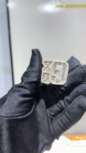 Custom Letter Iced Out 925 Sterling <b>Silver</b> Sparkling VVS Moissanite Diamond Hip Hop Luxury Statement <b>Ring</b> For <b>Men</b> Women Wear - Product Image 6