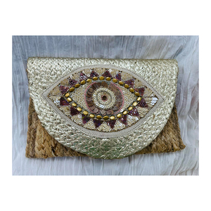High Quality Women's Long Cotton Jute Clutch Wallet Beading Shell Tassel Zipper Closure Embroidery Indian Fashion Accessory Lock - Product Image 1