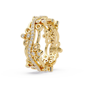 Anillo de Diamantes Apilable de Oro Puro de 14K con Banda Curva, Corte Redondo Multicapa, Diamantes Cultivados en Laboratorio, Engaste de Bisel, Anillo de Boda Unisex, Joyería Única - Product Image 2