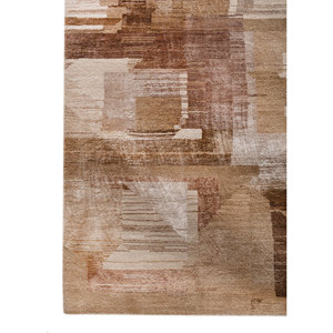 Tapis en laine et soie de bambou noué à la main Kavi Ivory, collection Afterglow - Motif géométrique pour usage domestique Eskm-12 - Product Image 4