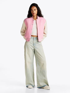 Nouvelle arrivée, veste bomber en laine matelassée pour femme, couleur personnalisée, col montant, imprimé, style baseball, hiver - Product Image 2