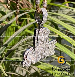 Nuevo lujoso totalmente helado letra personalizada Hip Hop colgante redondo corte brillante Moissanite VVs diamante 925 plata esterlina - Product Image 4