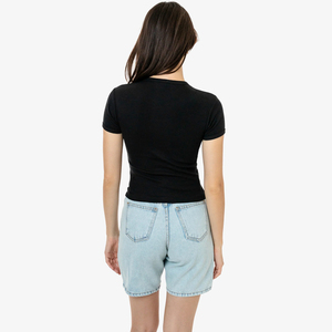 Bloc de couleur recadrée Ringer T-Shirts respirants Ringer Neck T-Shirts pour femmes Casual Fit Cotton T-shirts pour femmes Service OEM - Product Image 2