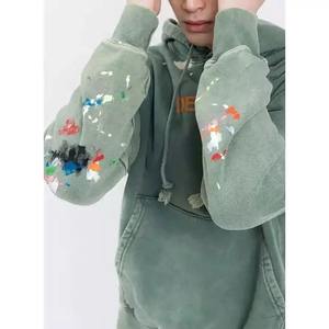 Sweat à capuche délavé à l'acide, logo personnalisé, pull oversize, respirant, blanc, délavé à l'acide, vintage, sweat à capuche pour hommes - Product Image 4