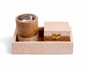 Quemador de incienso de madera de mango de lujo Impreso a mano Bakhoor Mubakhara para uso doméstico y religioso Estilo de dama impreso - Product Image 5