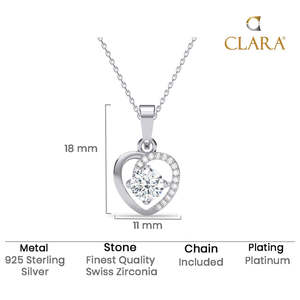 Compre Colgantes de Plata de Ley 925 de Primera Calidad para Mujeres y Niñas, Forma Geométrica de Corazón, Rodio con Topacio, Circonita, Diamante, en Caja - Product Image 5