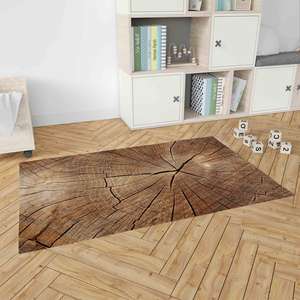 Tapis imprimé - Moderne, tendance, marron, effet bois craquelé, paillasson, intérieur, décoration intérieure, chambre d'enfant, tapis fin non tissé - Product Image 4