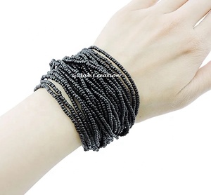 Handmade Multi-Layer Black <b>Glass</b> <b>Beads</b> Wide Strand Bangle <b>Bracelet</b> for Fashion, Party, and Ethnic Wear - Product Image 4