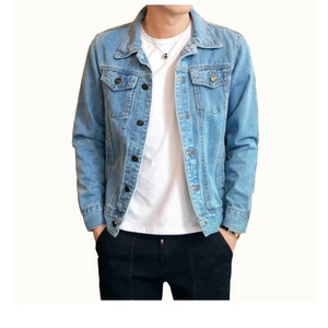 High Quality Custom Designer <b>Men's</b> Slim Fit Vintage <b>Jean</b> Coats Washed Label Zip-Up Turn-Down <b>Work</b> Denim Jackets Street Wear - Product Image 4