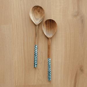 Ensemble de 2 cuillères en bois durables exportent des couverts de qualité pour la maison du fabricant indien pour servir des aliments - Product Image 1