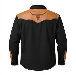 Chemise Western Cowboy Unisexe Vintage Décontractée Coupe Slim avec Passepoil Contrastant, Manches Longues Brodé, Boutonnée, Style Rodeo, Personnalisable OEM - Product Image 2