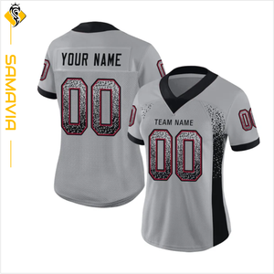 Maillot de football américain personnalisé prêt-à-être expédié uniforme d'équipe en tissu de polyester à manches courtes imprimé pour la saison estivale - Product Image 2