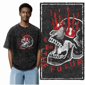 T-shirt ample en coton et jersey de bambou, style futuriste, design uni imprimé DTG et sérigraphie - Product Image 1