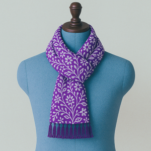 Estola Rectangular Larga Beige de Primera Calidad, 100% Lana y Rayón, con Bordado de Lunares, Ligera, de Secado Rápido, Transpirable y Reversible - Product Image 1