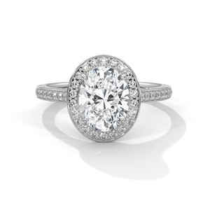 2.0ct Oval Cut Moissanite Halo <b>Solitaire</b> <b>Ring</b> with Pave Set Band 925 Sterling <b>Silver</b> - Product Image 4