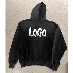 Sweat à capuche unisexe en molleton 100% coton, coupe classique, style streetwear vintage, effet délavé soleil et délavé à l'acide, effet usé, sans cordon - Product Image 6