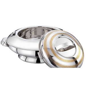 Luxury Gold UFO <b>Footed</b> Hot Pot Insulated Food <b>Warmer</b> Stainless Steel Interior Casserole Premium Hotel Restaurant Serving Metal - Product Image 4