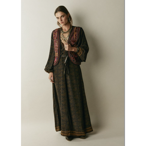 Roberta <b>Loose</b> Silhouette <b>Dress</b> with Natural Waistline Moutarde Color - Product Image 1