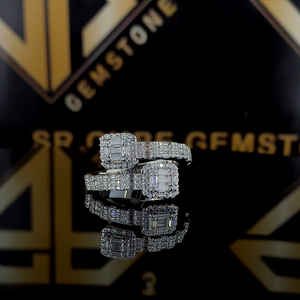 แหวนฮิปฮอปสีเงินสเตอริงสำหรับผู้หญิงผู้ชาย925ชุบทองโมอิสซาไนต์เพชรสำหรับงานแต่งงานของขวัญเครื่องประดับงานหมั้น - Product Image 4