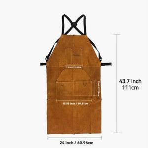 <b>Aprons</b> Fire and Water Proof Safety Clothing Cowhide <b>Leather</b> <b>Apron</b> Premium Quality Heavy-Duty Industrial Welding <b>Leather</b> Canvas - Product Image 2