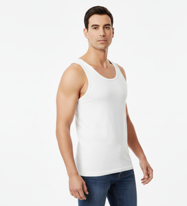 PureCraft <b>White</b> Cotton <b>Vest</b> for <b>Men</b> Sleeveless Lightweight Breathable Stretch Fabric Tailored for Everyday Comfort - Product Image 1