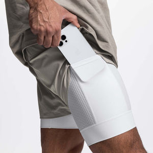 กางเกงวิ่งขาสั้นผ้าตาข่ายแบบทางการสำหรับเล่นฟิตเนสออกกำลังกายในยิมเสื้อผ้าพิมพ์ลายพัฟทำจากผ้าเนื้อละเอียด - Product Image 5