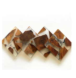 Simple Design Wooden Acacia & Resin coaster with Handicraft Home Decorate Solid coaster at <b>Cheap</b> Price - Product Image 2