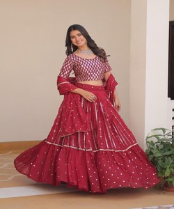 MANIPURI TRADITIONNEL EN SOIE IMPRIMÉ NUMÉRIQUE LEHENGA CHOLI AVEC DUPATTA PARTY WEAR PRIX DE GROS VÊTEMENT ETHNIQUE GRIS DE HAUTE QUALITÉ - Product Image 5