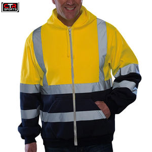 Customized High Visibility Reflective Zipper <b>Hoodies</b> Waterproof Construction Security Fleece Plus Size for <b>Working</b> Low Light - Product Image 4