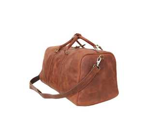 Bolsa de lona de cuero genuino de gran capacidad para hombre, bolsas de viaje impermeables Vintage a la moda con cierre de cremallera - Product Image 3