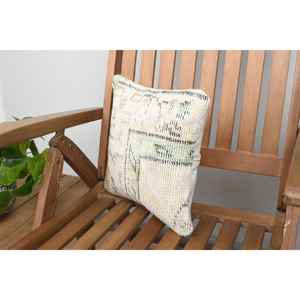 Design rustique 12x12 pouces Beige laine Kantha Patchwork oreiller tissé Vintage brodé imprimé fleuri pour sol de voiture noël - Product Image 3