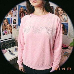 Sweat-shirt à col rond en velours doux de haute qualité, manches longues, hiver, 100% coton, rose, pull-over, service OEM - Product Image 1