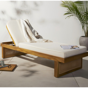 Chaise longue en teck et rotin, fabriquée à la main en Indonésie - Product Image 4