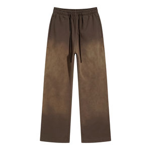 Pantalons de survêtement décontractés pour hommes High Street, en molleton de coton personnalisé, avec ourlet coupé, délavage acide, coupe évasée, délavé au soleil, écologique, rapide - Product Image 6