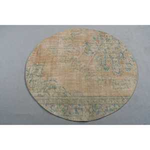 Tapis turc vintage 4,8x4,8 pi (146x147 cm), tapis persan brun - Product Image 1