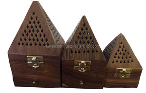 Pyramid <b>Wooden</b> Loban Burner Handcrafted Pyramid-Shaped Incense Burner Loban and Resin Incense Traditional <b>Wooden</b> Aromatherapy - Product Image 4