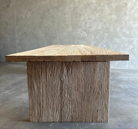 Grande table à manger en teck massif avec finition moderne, 10 places, meubles de salle à manger durables pour la maison, les appartements, les hôtels et les villas