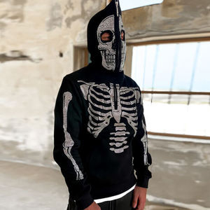 Venta al por mayor nueva moda Vintage bordado Sudadera con capucha para hombres niños gota hombro Streetwear peso pesado ropa de invierno - Product Image 6