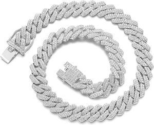 Estilos de fábrica Diamante Moissanite diamantes Cadena cubana Collar Pulsera Hip Hop Collares - Product Image 1