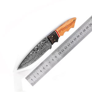 MORTAL SAGA al aire libre nuevo Camping Damasco acero hoja fija cuchillo de caza Funda de cuero 1 año de garantía servicio OEM para - Product Image 6