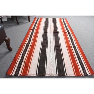 Turkish Accent Rug 3.3x6.7 ft (102x205 Cm) <b>Wool</b> Kilim <b>Red</b> Patchwork Vintage Rug with Latex Backing - Product Image 3
