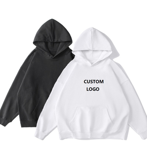 Sudadera con Capucha Corta de Gran Tamaño, de Algodón Puro, con Hombros Caídos, Color Sólido, Logotipo Personalizado, Doble Capa - Product Image 1